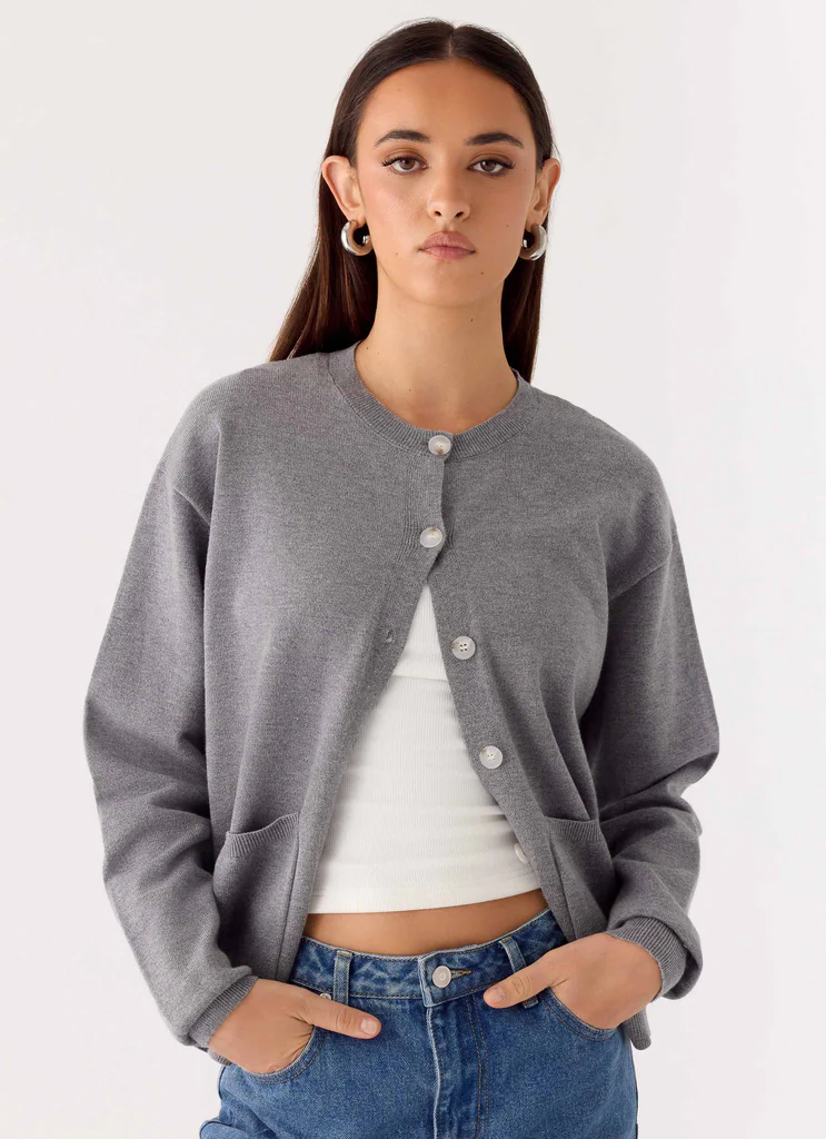 Cardigan Sean en maille ample - Gris