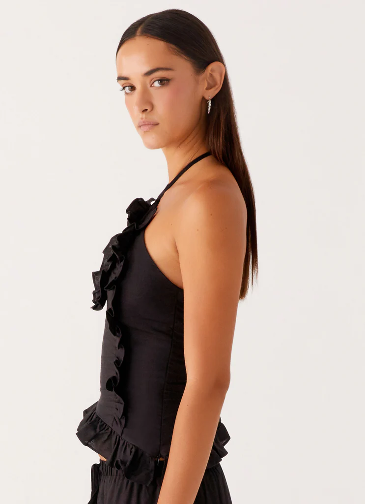 Top en lin Mariella - Noir