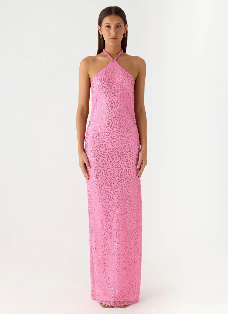 Robe maxi à paillettes Lorenz - Rose