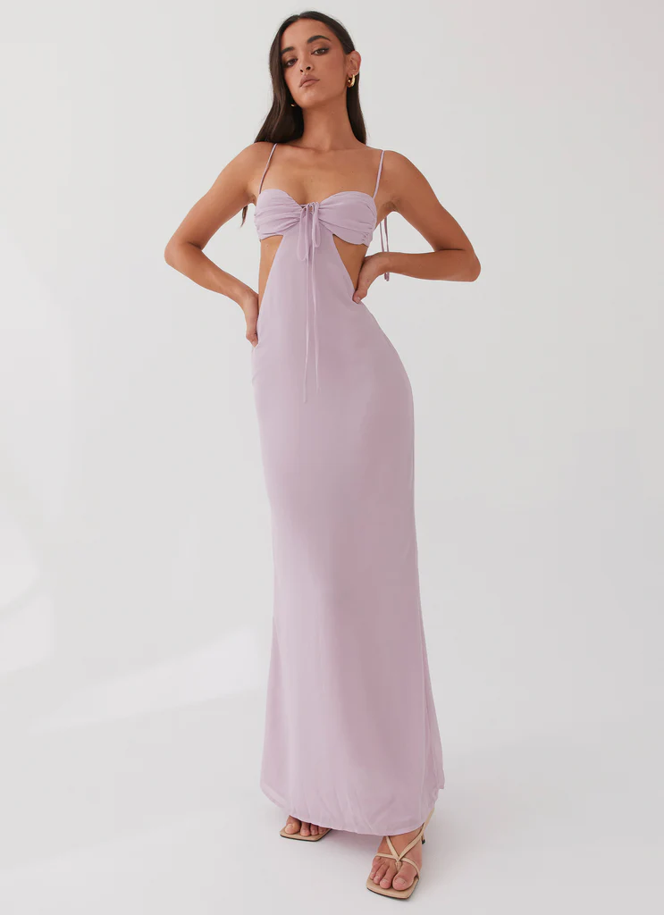 Robe maxi à volants Tyra - Lavande