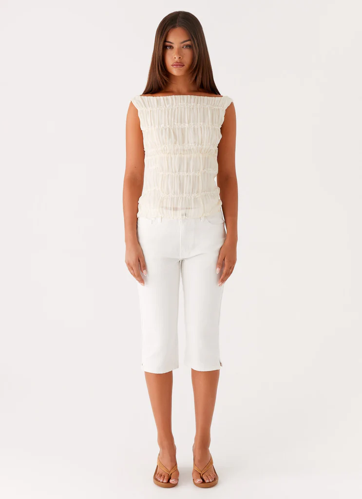Pantalon Capri Denim Rocco - Blanc Crème