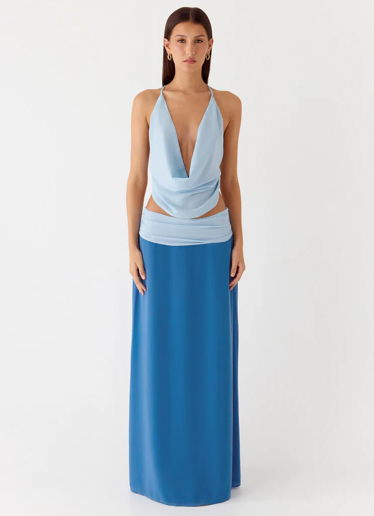 Jupe maxi Blushing Bloom - Bleu bébé