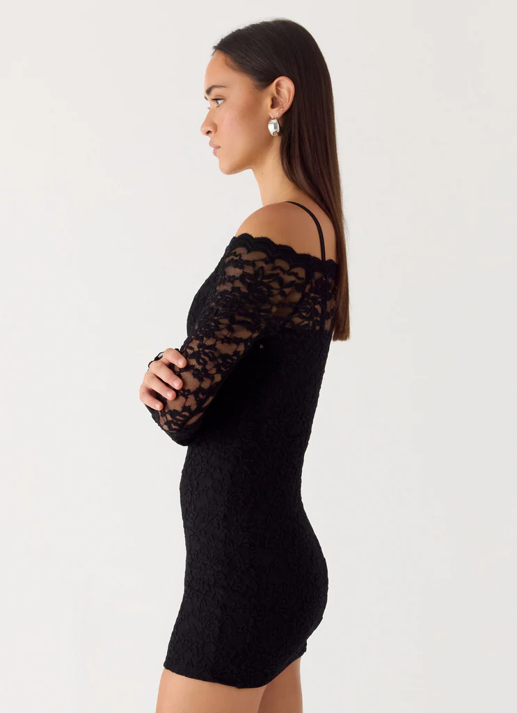 Just This Once Robe Mini en Dentelle - Noir