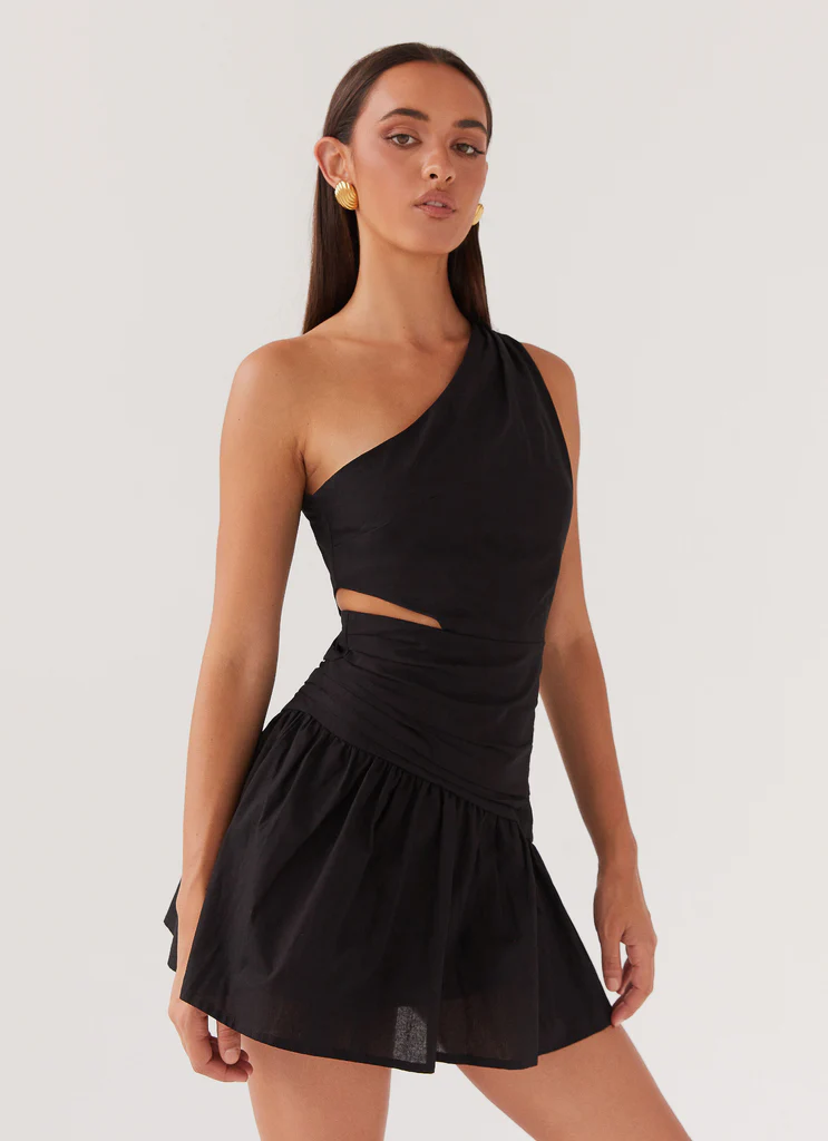 Robe mini en lin Sunkissed Hearts - Noir