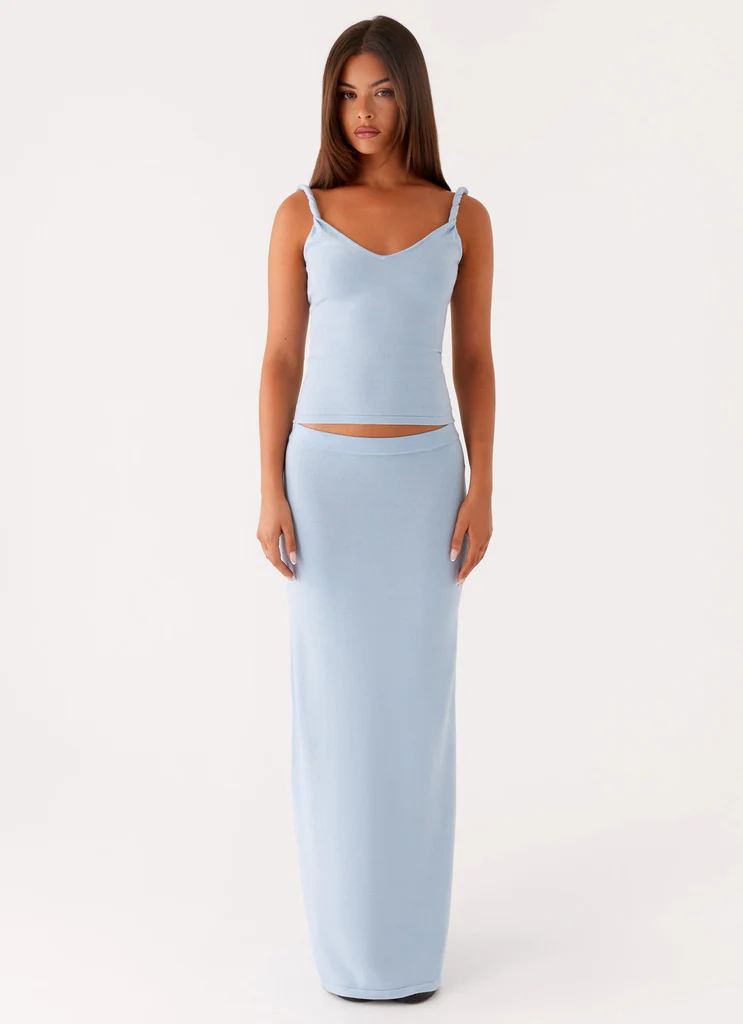 Jupe maxi tricot Anastasia - Bleu
