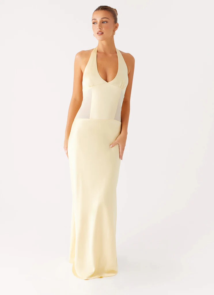 Robe maxi à panneaux en maille Ambre – Jaune Robe maxi à panneaux en maille Ambre - Jaune
