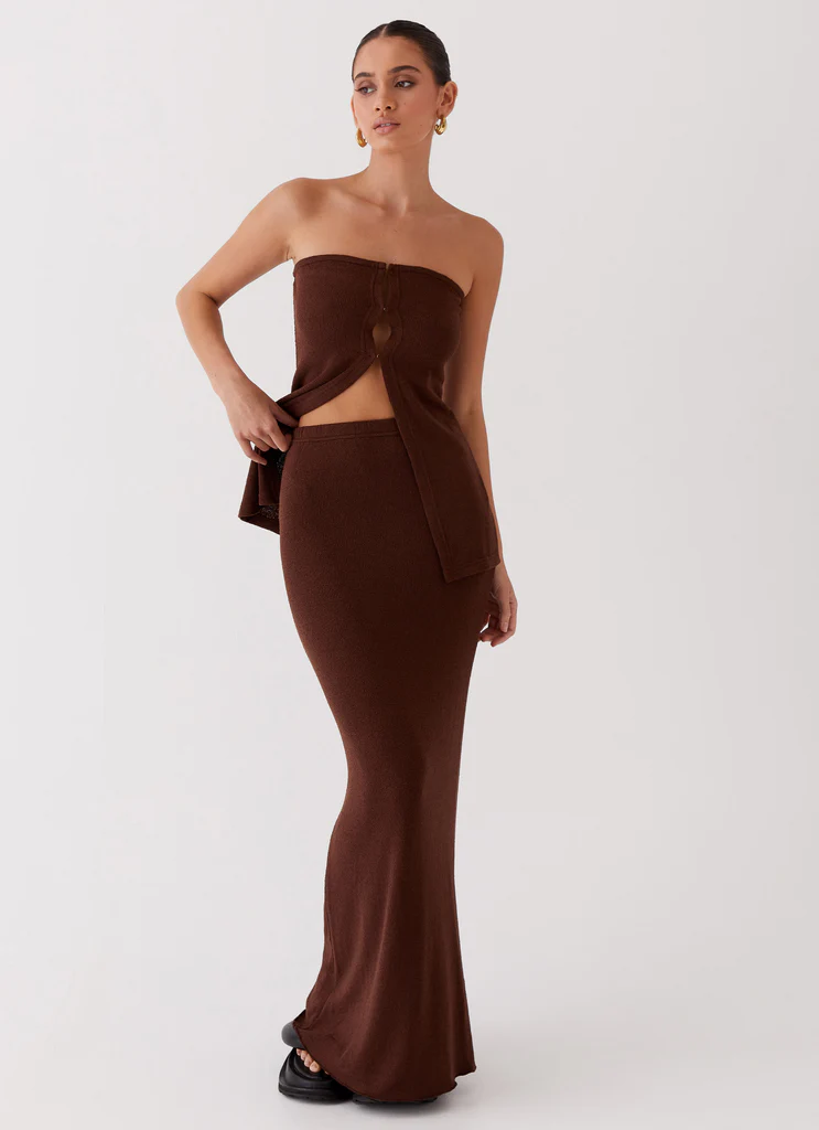 Jupe longue tricot délicate - Chocolat