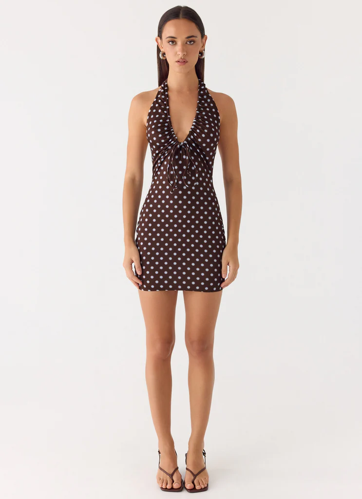 Robe Mini Ask You Twice - Dots Bleus Chocolat