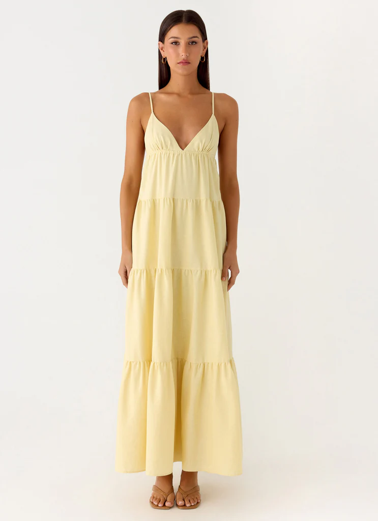 Robe maxi en lin Lotty - Jaune