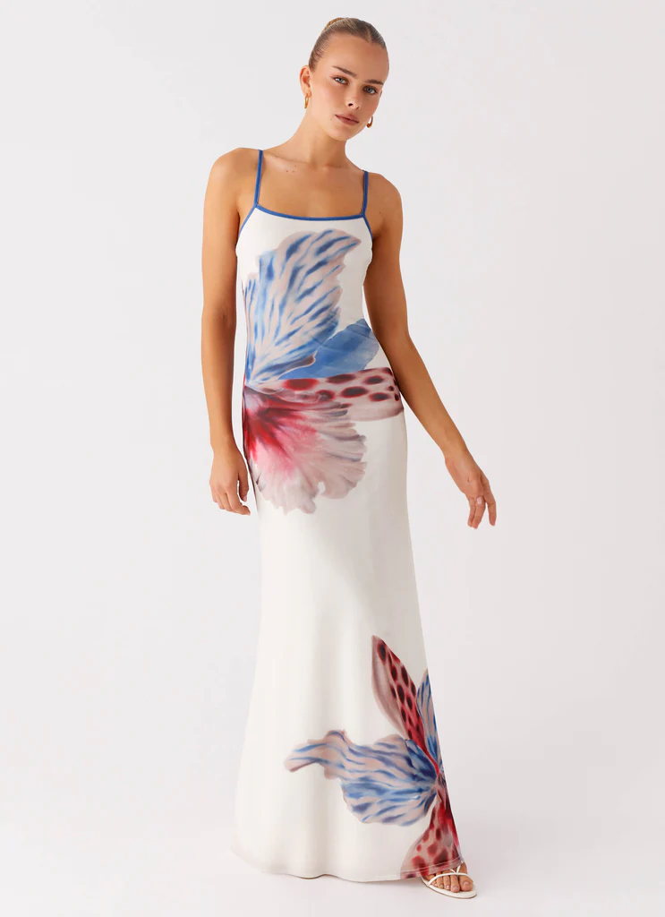 Robe Maxi Everett - Fleurs de Mer Blanc