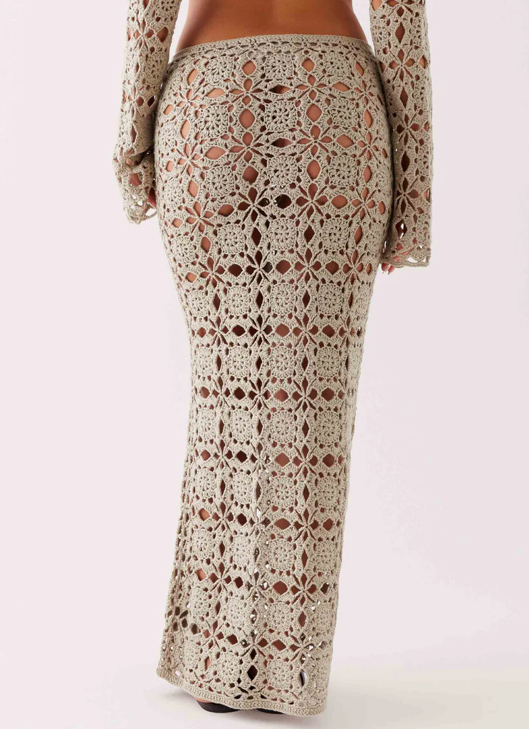 Jupe maxi à dentelle Sorrentino - Sauge