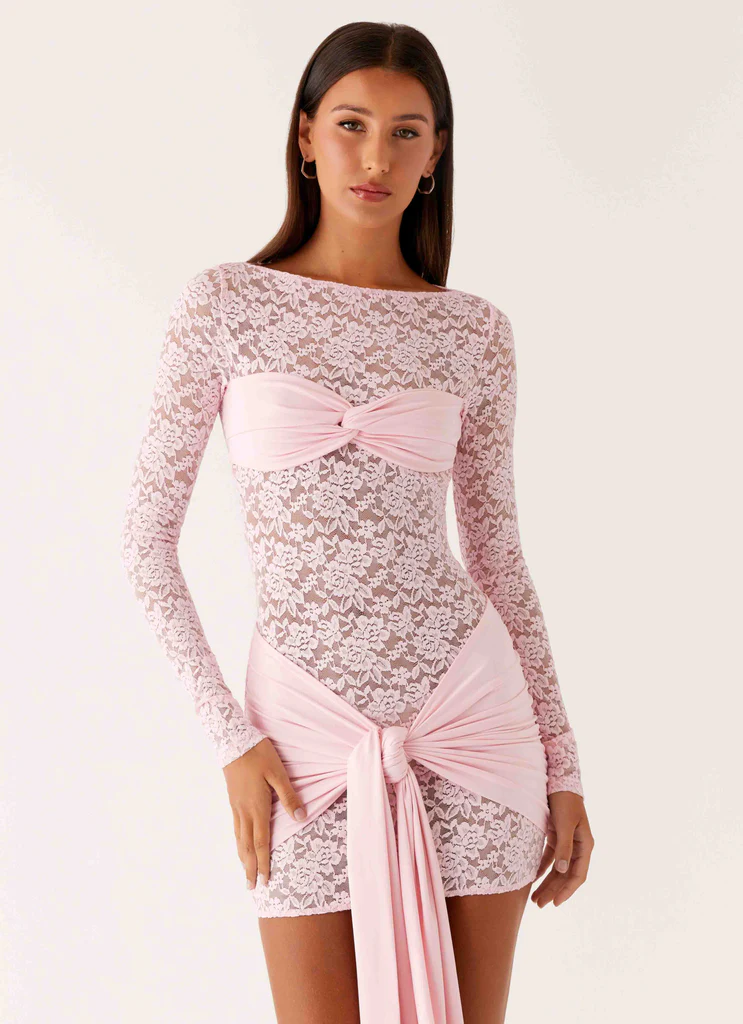 Robe Mini à Manches Longues Consie - Rose