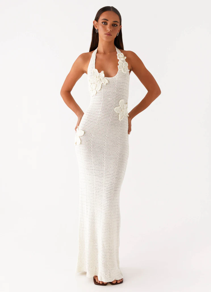 Robe maxi crochet Flower Novalee - Ivoire