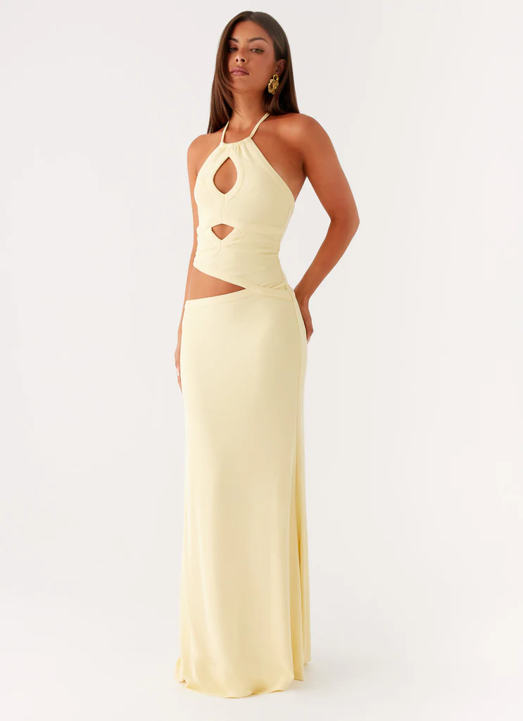 Robe maxi à découpes Lanah - Jaune