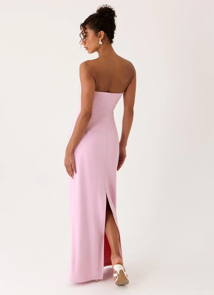 Robe maxi sans bretelles Monelise - Rose