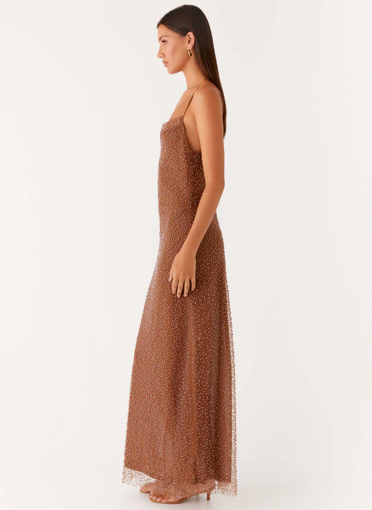 Robe maxi à paillettes Zuella - Chocolat
