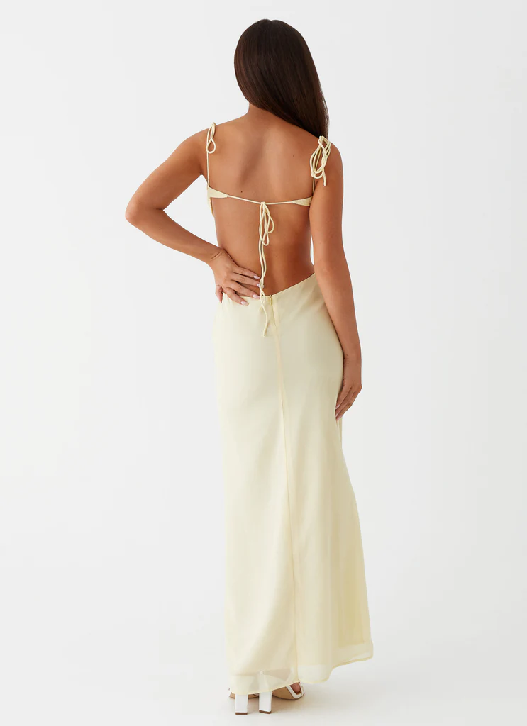 Robe maxi à plis Tyra - Jaune