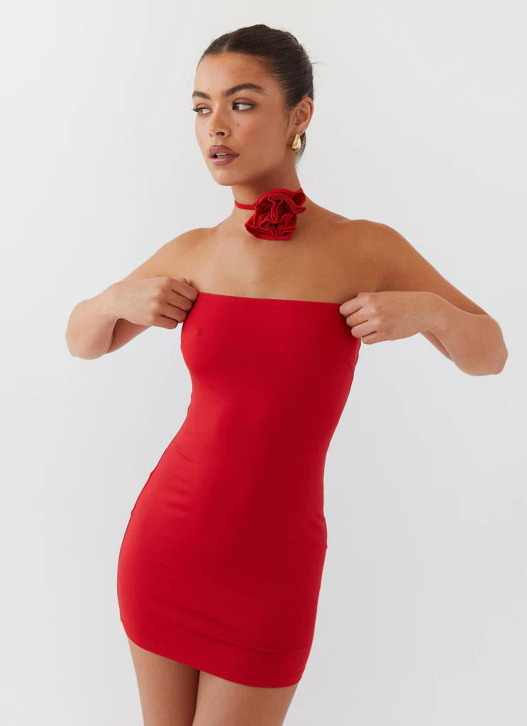 Robe Mini Ruby Glamour Rose - Rouge Rouge