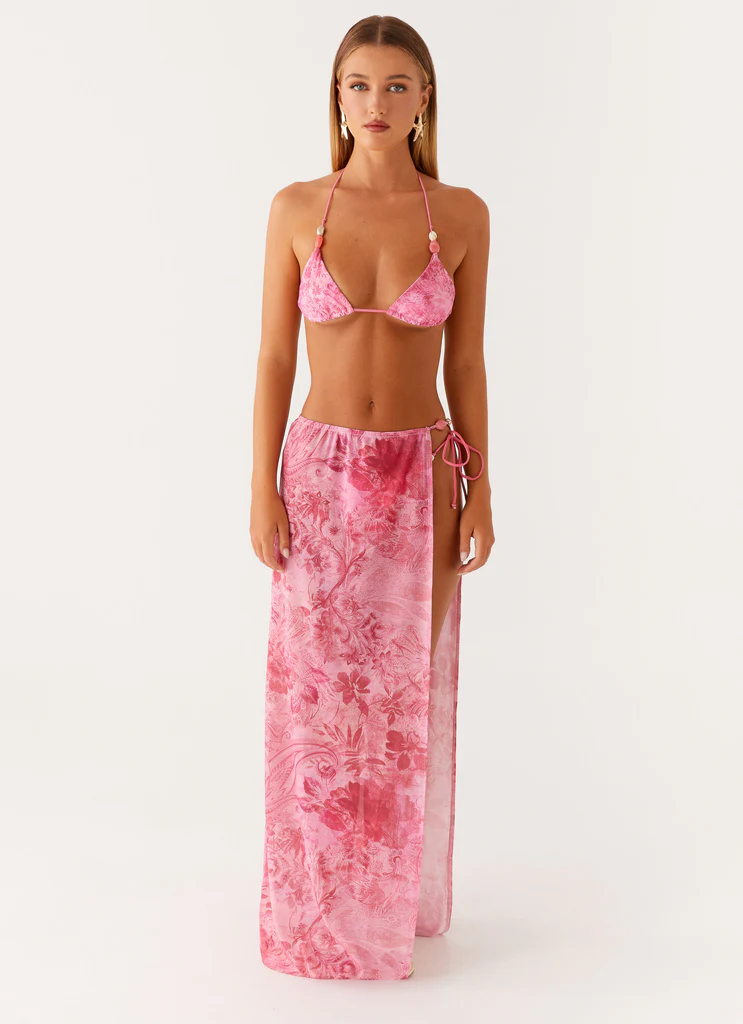 Jupe maxi à perles Here For It - Imprimé rose