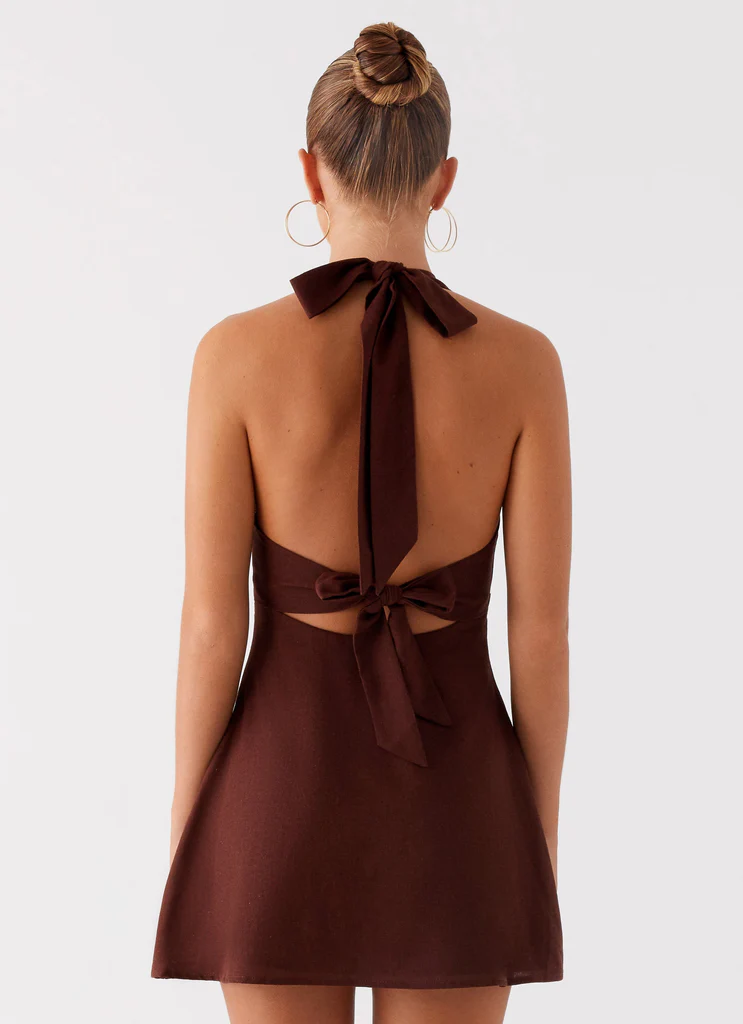 Robe Mini Linen Hearted Lourd - Brun