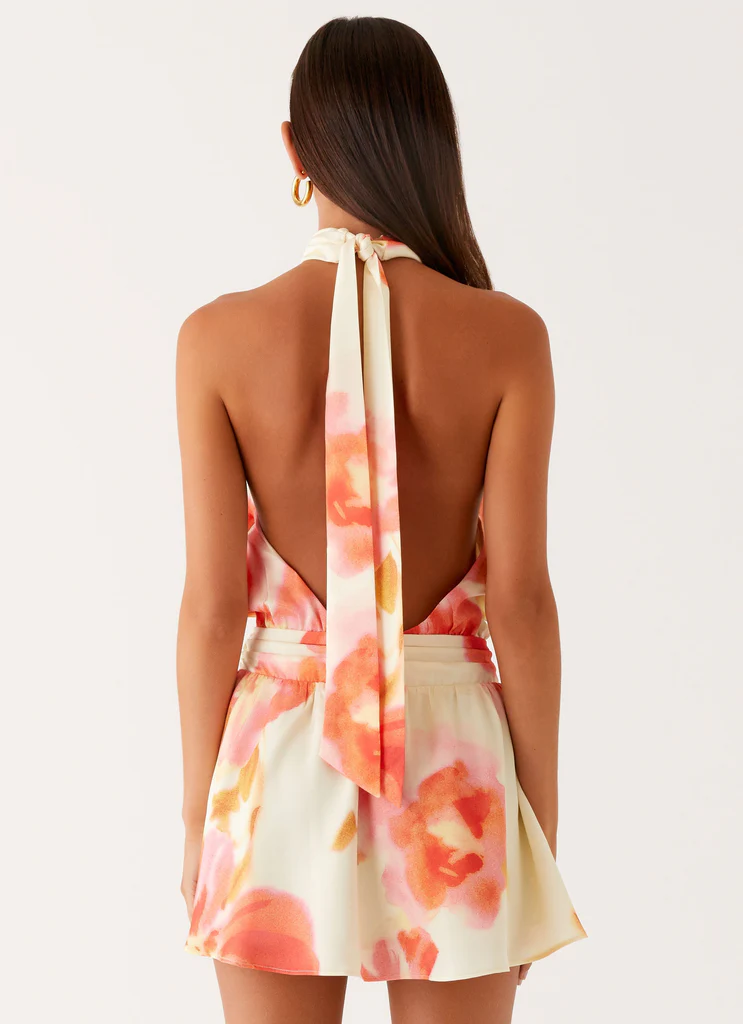 Robe Mini Sans Dos Diablo - Fleurs de Mimosa