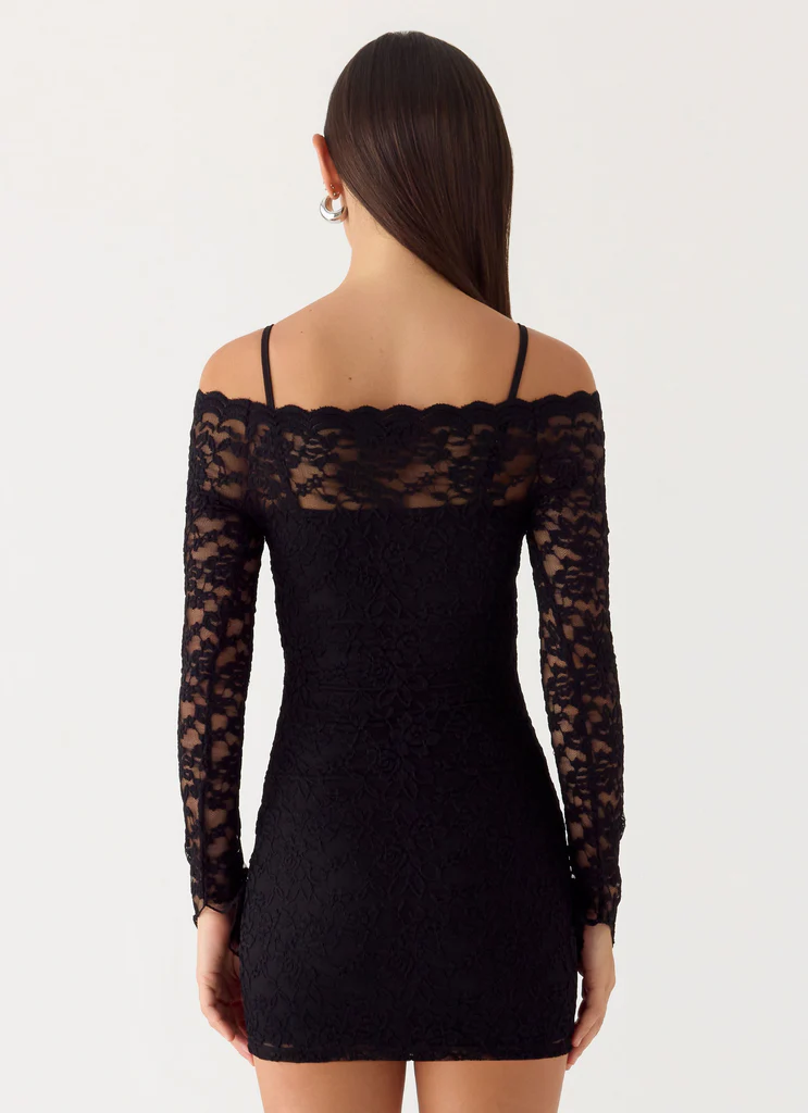 Just This Once Robe Mini en Dentelle - Noir