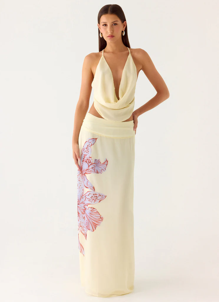 Jupe maxi Blushing Bloom - Fleurs violettes