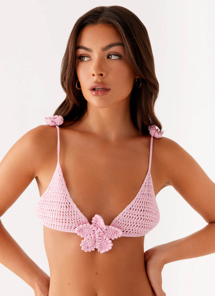 Haut de maillot de bain Aziza en crochet - Rose