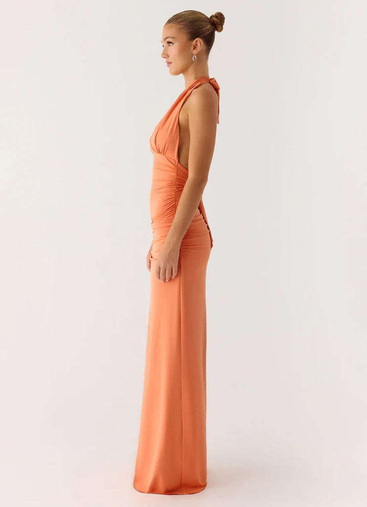Robe Maxi à Encolure en V Ilaria - Abricot
