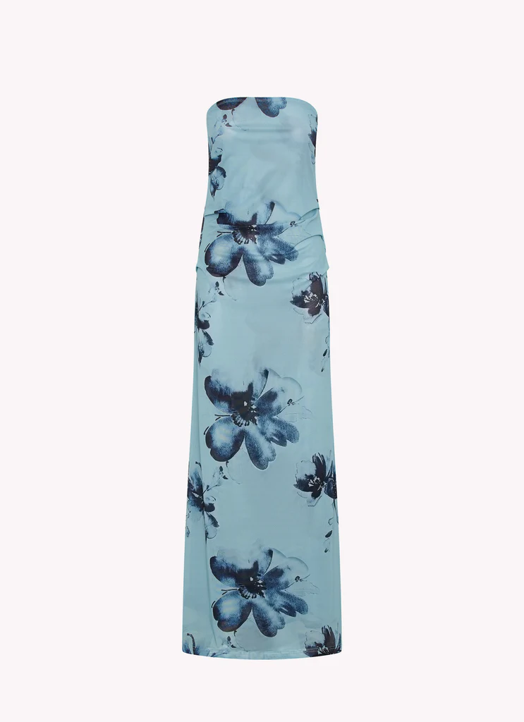 Robe Maxi Field Of Dreams - Fleurs Bleu Noir