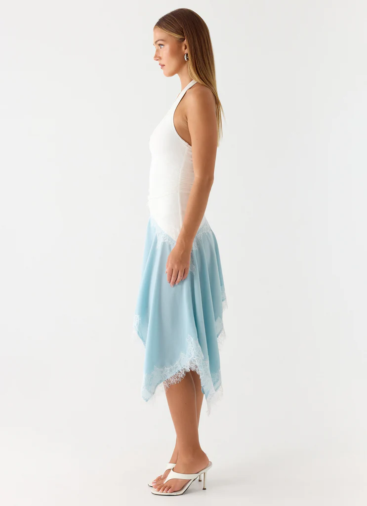 Robe Midi Brionee - Bleu Pâle et Blanc