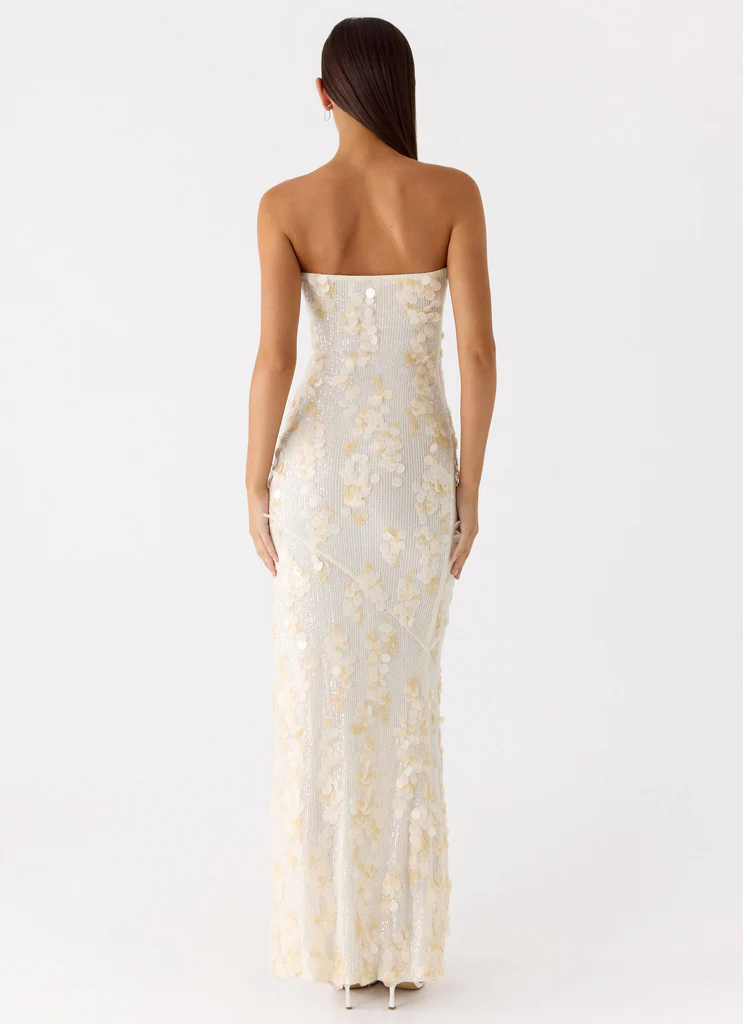 Robe Maxi Minni à Strass - Ivoire